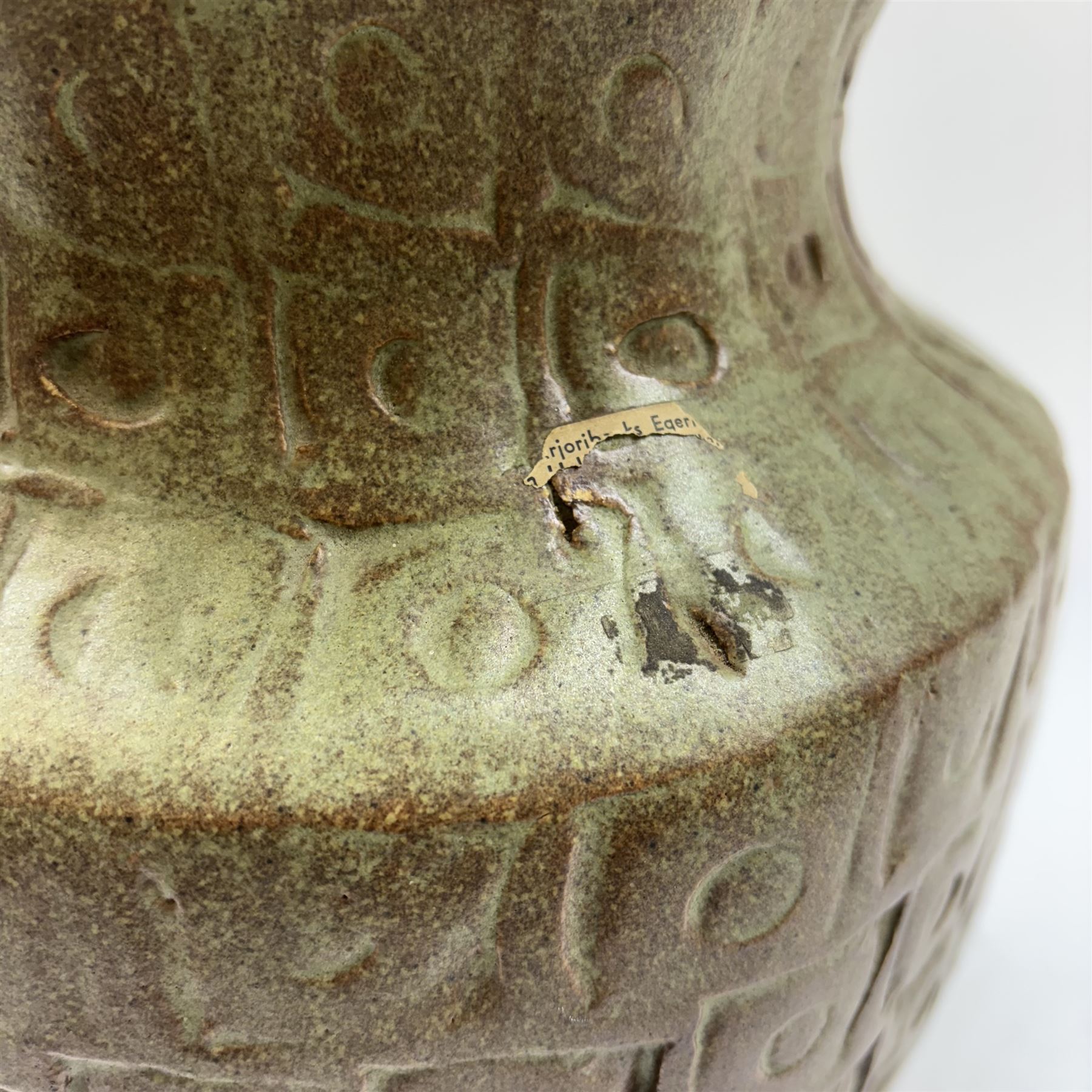 John Egerton vase, with fluted rim, decorated with a geometric pattern to the neck, H41cm