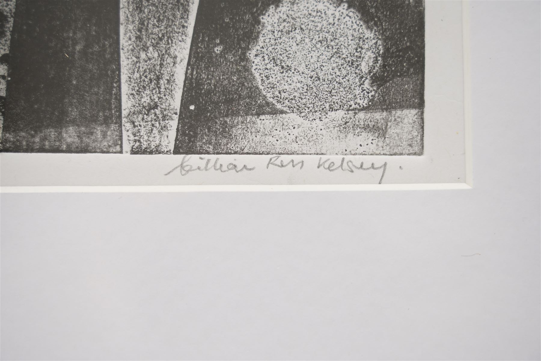Gillian Ross Kelsey (British 1935-2025): 'Signs and Symbols', mixed media on paper signed and titled in pencil 14cm x 28cm