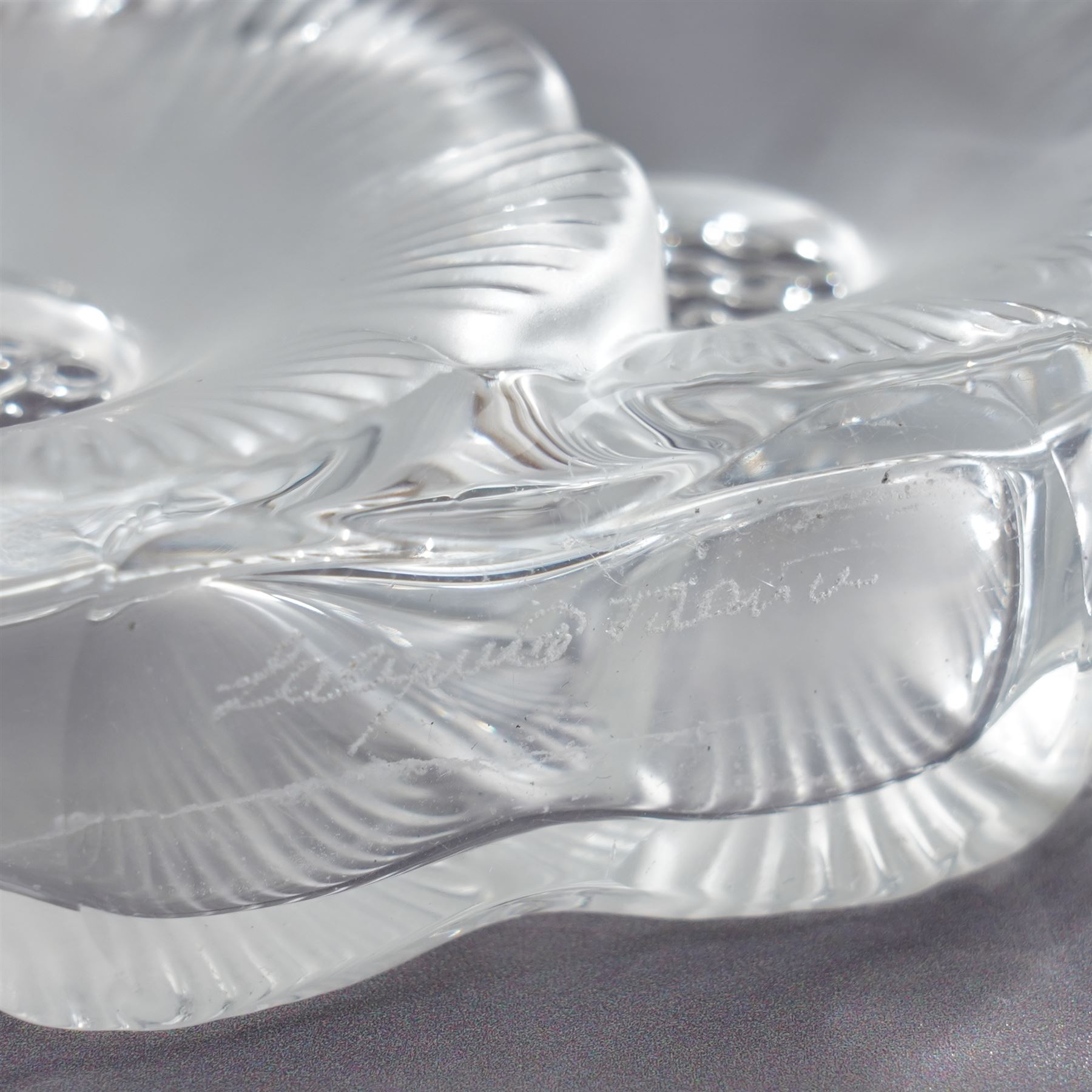 Lalique 'Deux Fleur' perfume bottle, signed to base, W9.5cm 