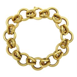18ct gold fancy textured and polished link bracelet, stamped 750