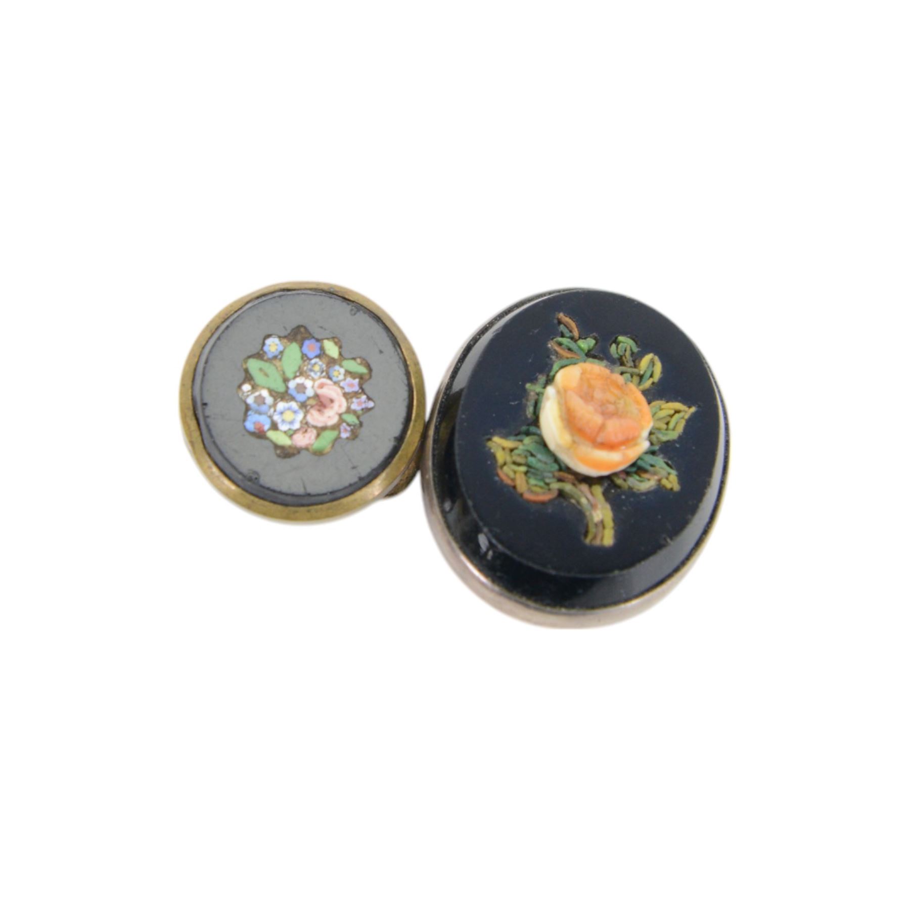 19th century micro mosaic brooch, the centre decorated with a floral bouquet, cased within a gilt metal case, together with five other brooches and pendent     