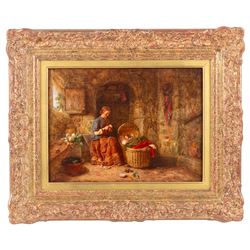 Alfred Provis (British 1818-1890): Peeling Turnips, oil on panel signed and dated 1879, 26cm x 35cm