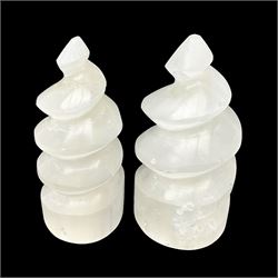 Pair of Selenite spiral towers, H10cm