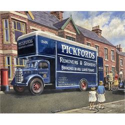 Robert Nixon (British 1955-): 'Pickfords Removers & Storers' Van, oil on board signed 42cm x 52cm (unframed)