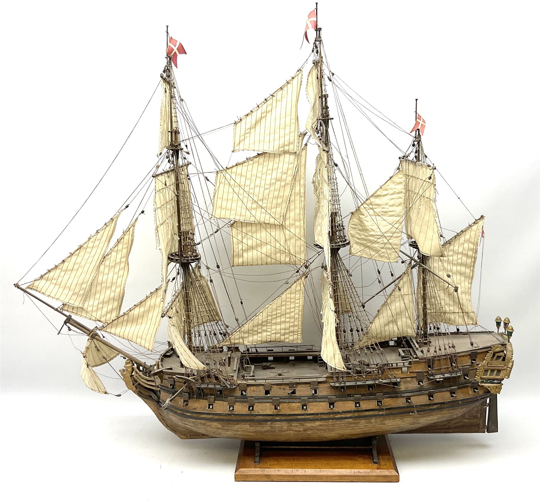 Wooden model of the three mast sailing ship with full