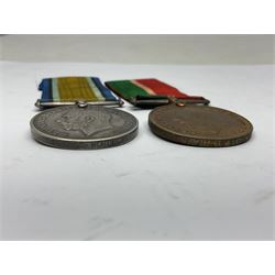 WWI Mercantile Marine pair of medals comprising British War Medal and Mercantile Marine Medal awarded to David J. Mordecai; both with ribbons (2)