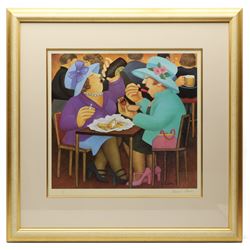 Beryl Cook (British 1926-2008): 'Ladies Who Lunch', limited edition coloured lithograph signed and numbered 523/650 in pencil, titled on COA verso 40cm x 43cm