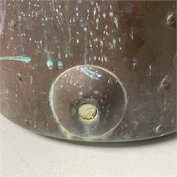 Twin handled copper boiling pan with fitting for a tap, H36cm, D39cm 