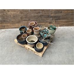 Large collection of ceramic plant pots and paving slabs, (26)