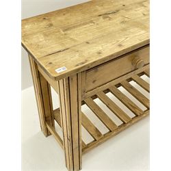 Traditional pine two drawer dresser with potboard base