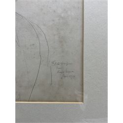 Arnold Henry Mason (British 1885-1963): Portrait Study of a 50's Woman, pencil sketch signed indistinctly dedicated and dated 1954, 35cm x 25cm