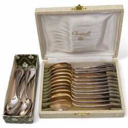 Set of Christofle  Marly pattern plated cutlery comprising twelve table forks, twelve table knives, twelve table spoons, twelve dessert spoons, ten teaspoons and a cake slice