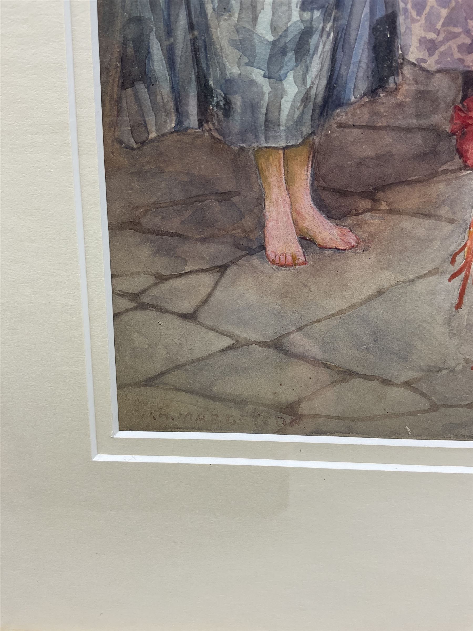 William Henry Margetson (British 1861-1940): Cinderella and the Fairy Godmother, original watercolour and gouache book illustration signed 29cm x 22cm, together with 'Stories from Grimm' illustrated Edwardian book pub. Thomas Nelson and Sons (2)