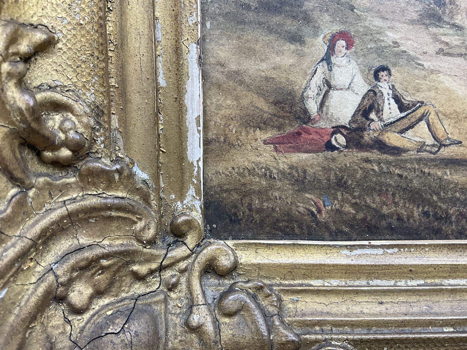 Attrib. Thomas Miles Richardson II (British 1813-1890): Path Over the Grasslands, watercolour unsigned 23cm x 33cm; English School (Mid 19th century): Picnic Beside the River, watercolour faintly signed with monogram 'WA', 21cm x 29cm (2)