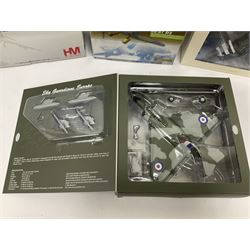 Nine 1:72 scale model aeroplanes comprising four ‘Sky Guardians’, F-16 Fighter Falcon, Sea Vixen FAW.2 899 Sqd XP924, Gloster Javelin FAW 9R 64 Sqd RAF XH766, and Sea Vixen F(AW) Mk2 XN694/305/BL No 892 Sqd RNAS Yeovilton; with three Hobby Master models, one Ixomodels model and one 72 Aviation model  (9)