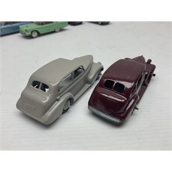 Eleven unboxed and playworn early die-cast models including Dinky Packard, Buick, two Jaguar Mark X and estate wagon, Corgi Mercedes-Benz 300S.L. Roadster, Ford Thunderbird, Citroen DS19 and Bentley Continental Sports Saloon, Spot-On Armstrong Siddeley Sapphire etc; all unboxed (11)