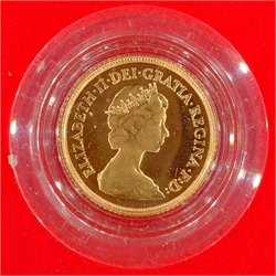  1980 gold proof half sovereign, with certificate, in wallet of issue  