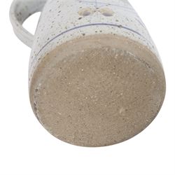 Large Andrew Hague Askrigg Studio Pottery bowl, with abstract foliate design and speckled glaze to the interior, and scale effect to the interior, H9.5cm D35.5cm, together with a cheese keeper and jug, also by Andrew Hague in matching design, each with impressed marks beneath