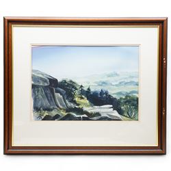 Ashley Jackson (Yorkshire 1940-): 'Where Turner Stood - Otley Chevin', watercolour signed, titled on accompanying certificate of authenticity 41cm x 55cm
Provenance: Purchased directly from the artist as part of his TV series 'A Brush with Ashley'