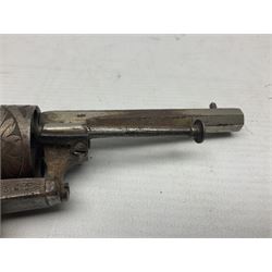 19th century Belgian 7mm pin-fire six-shot revolver with engraved action, folding trigger and ornate grips, ELG proof marks, No.4562 L20cm