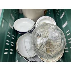 Collection of Johnson Brothers tea and dinner wares, together with glass cheese dome and other collectables, in two boxes