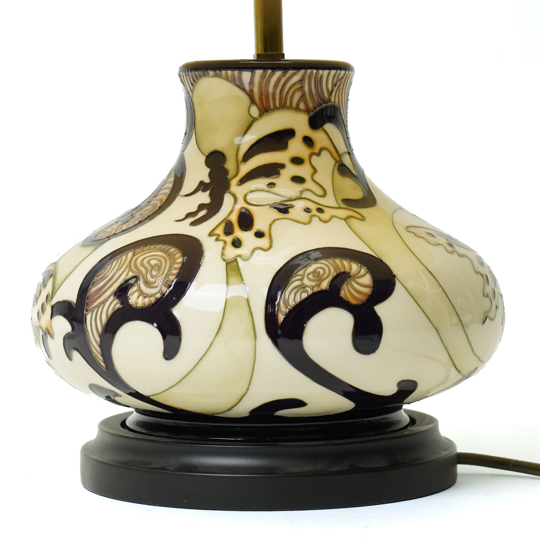 Moorcroft table lamp, decorated with butterflies on a cream ground, possibly a limited edition piece, including shade H42cm 