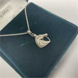 Silver horse head pendant necklace, stamped 925, boxed 