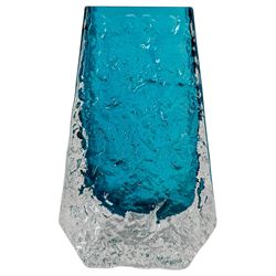Blue glass coffin vase, in the manner of Whitefriars, H13cm 