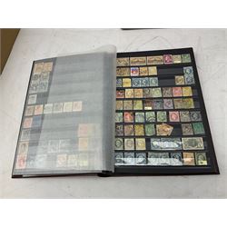 Great British and World stamps, including Queen Victoria and later Great British, Australia, Ireland, Malta, Ceylon, India, Canada, British Guiana, New Zealand, France, Switzerland, USA etc, housed in various albums and folders, in one box