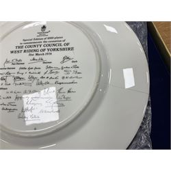 The Daily Express Coronation Souvenir picture book 1937, together with boxed Spode Selby Abbey plate and boxed Wedgwood West Riding of Yorkshire County Council plate 