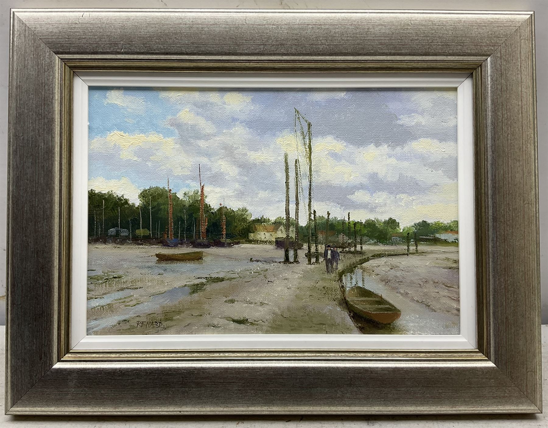 Stephen J Renard (British 1947-): 'Le Pont de Moret', oil on board signed, titled on label verso 20cm x 30cm
Provenance: exh. James Starkey Fine Art Beverley, June 2011, label verso 
Notes: now known as one of the world's pre-eminent marine artists, this work was produced before Renard chose to devote himself wholly to marine painting in the 1980s.