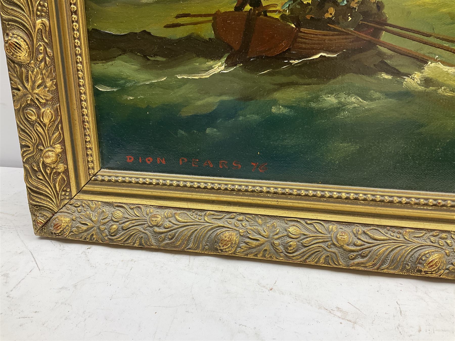 Dion Pears (British 1829-1985): French and British Men O' War, oil on canvas signed 70cm x 90cm