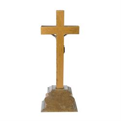 Collection of crucifixes, including wooden and meal examples, largest H63cm