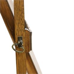 Early 20th century Queen Anne design walnut framed cheval mirror, hinged arched plate over waived stretcher and splayed supports