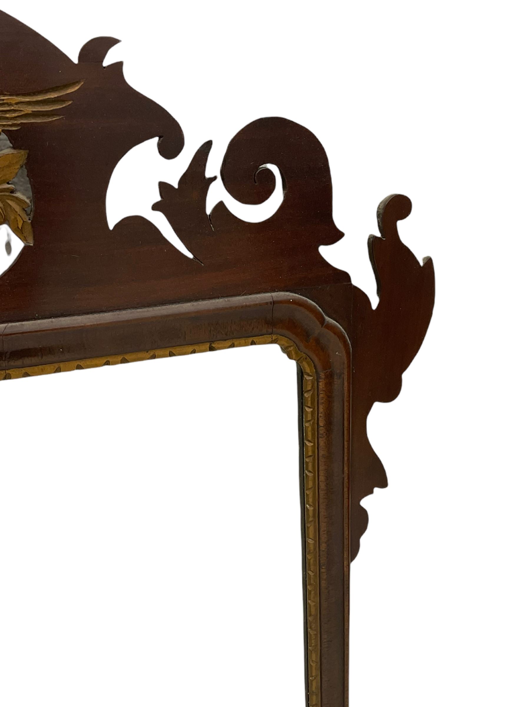 Chippendale style mahogany wall mirror, eagle pediment