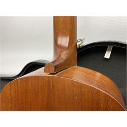 Palmer eight-string mandolin with mahogany back, simulated ivory and mother-of-pearl mounts L67cm; and Mahalo mahogany cased baritone scale ukulele, model no.U320B, L76cm; in hard carrying case (2)