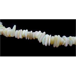 Single strand opal chip necklace, with 9ct gold pearl clasp, hallmarked