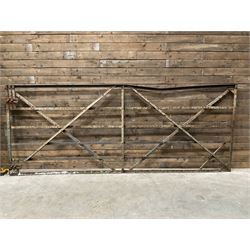 Large wrought metal country driveway or field gate (W324cm, H125cm)and a similar pedestrian gate (W110cm, H108cm)