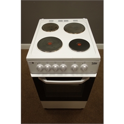  Beko BS530W electric cooker with four burner hob, W50cm  