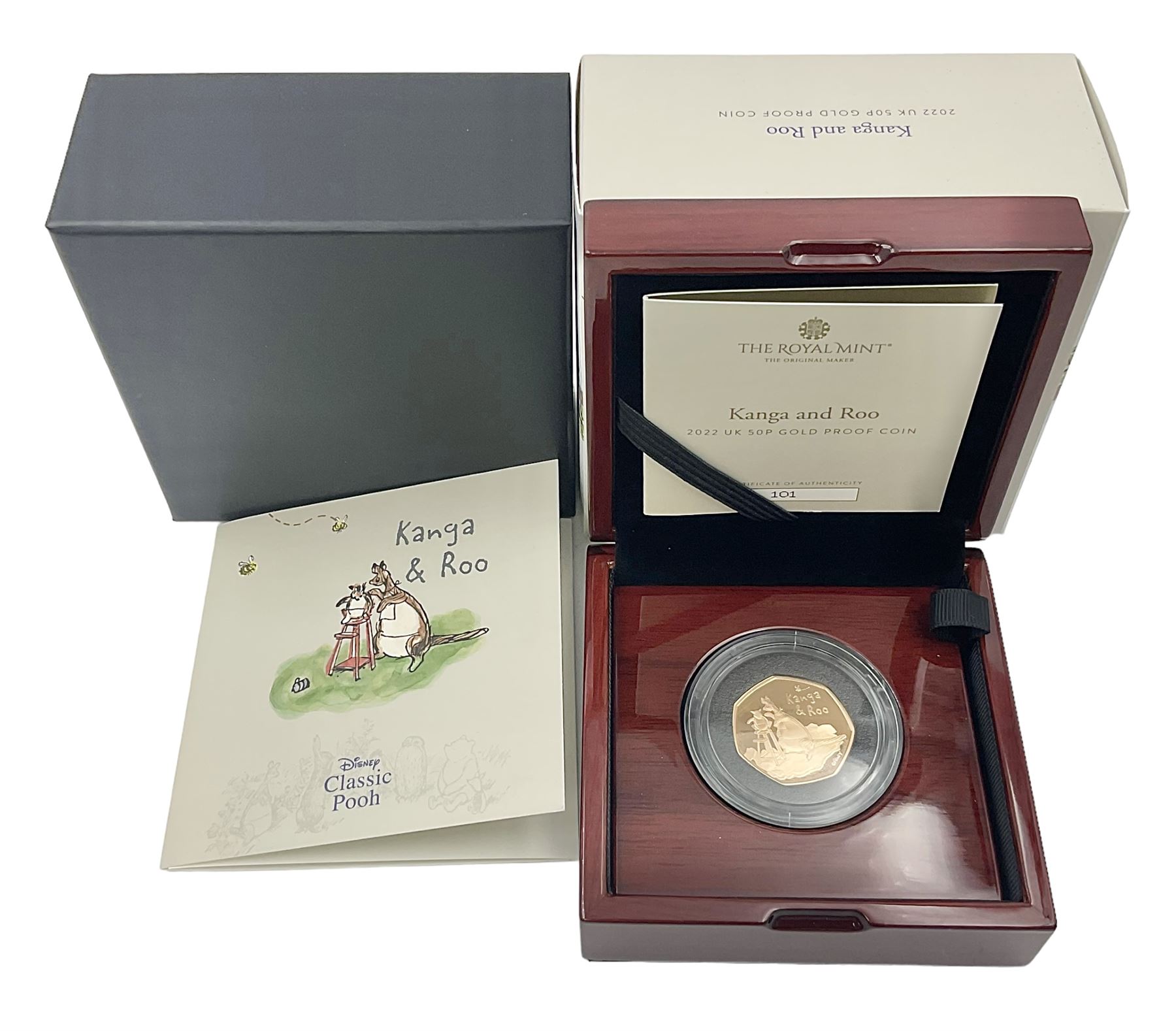 The Royal Mint United Kingdom 2022 'Kanga and Roo' gold proof fifty pence coin, cased with certificate