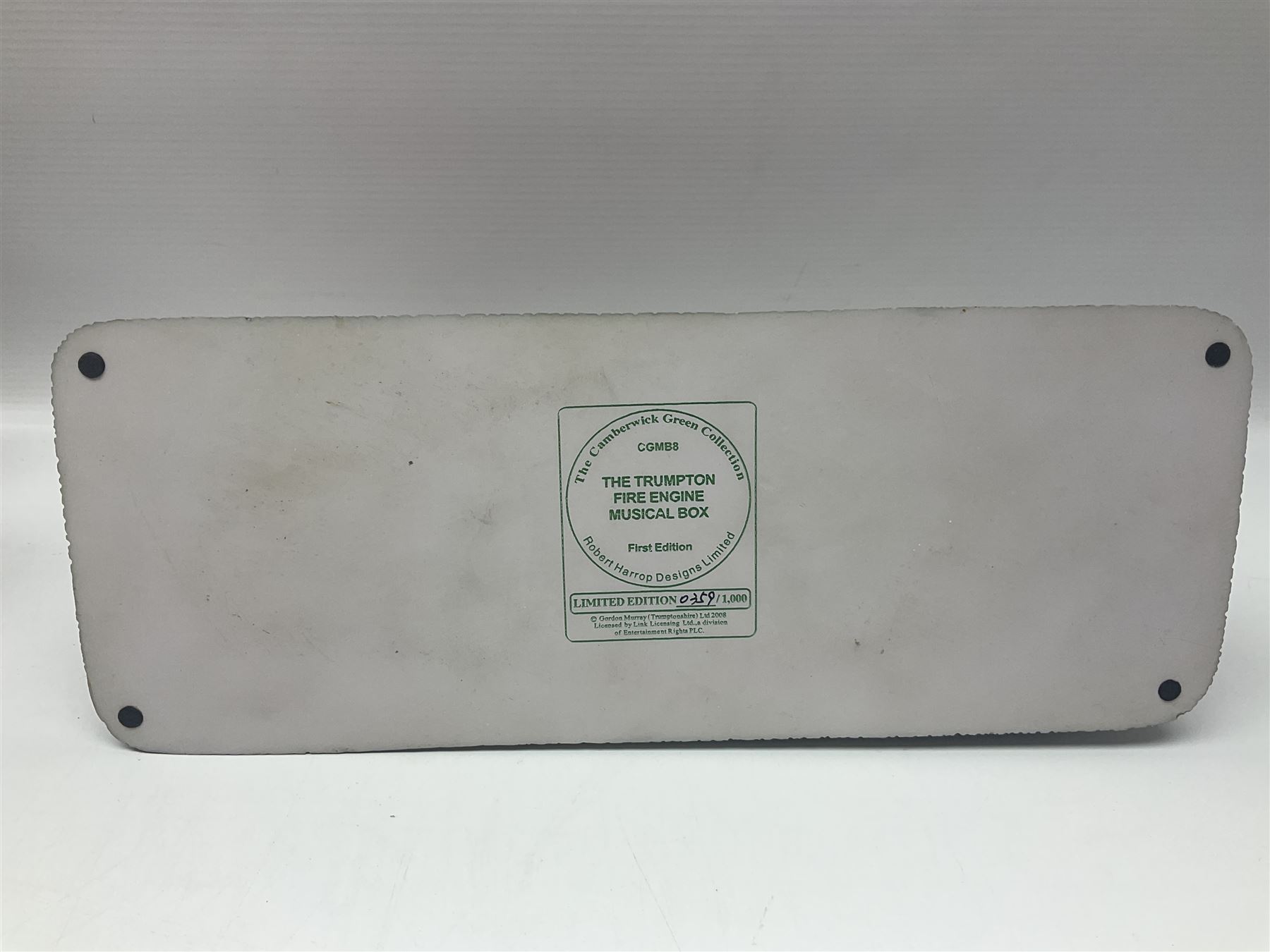 Eleven Robert Harrop figures from various collections, comprising limited edition The Trumpton Fire Engine Musical Box CGMB8 no. 359/1000, The Dragon from the Red Knight BN09, Bulldog Fireman DP165, Pointer Fire Chief DP184, Dalmatian New York Fire Fighter DP234, Dalmatian Fire Fighter DP191; Desperate Dan ‘Fireman Dan’ BDS11, Cuthbert CG13, Pugh (Clarinet) CG70, The Soup Dragon CL05 and Baby Dragon CL06