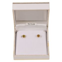 Pair of 9ct gold opal stud earrings, boxed