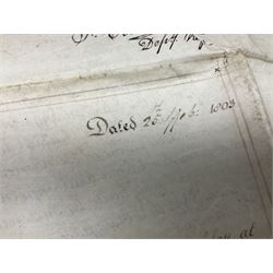 Early 19th century manuscript deed on vellum in three sections dated 25th February 1803 relating to 'An agreement between William Wilberforce, of the old palace yard, Westminster - son of Robert, AND The Reverend Thomas Bowman, of Beverley, who has agreed to buy from William Wilberforce the Freehold of a 