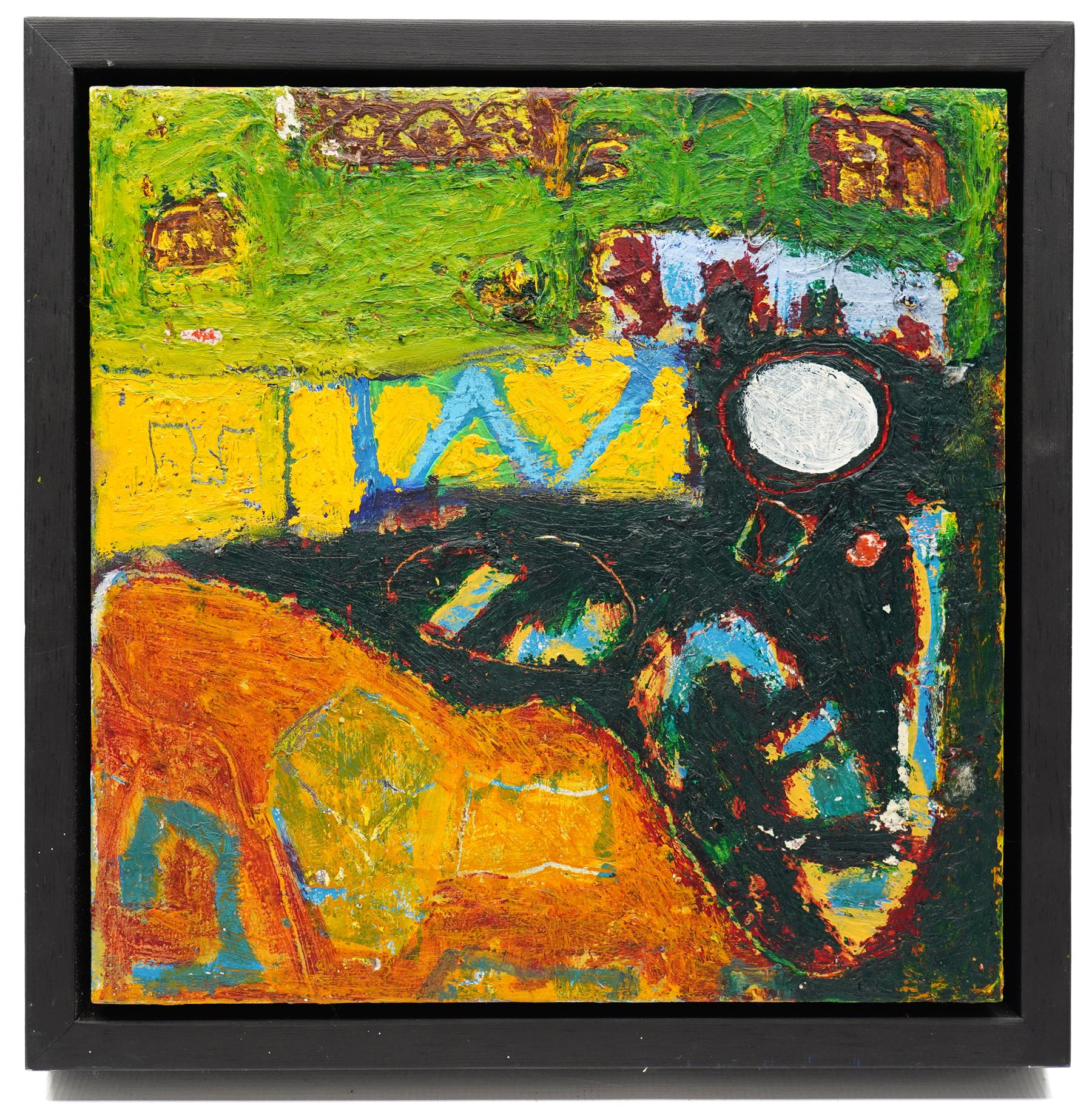 Gillian Ross Kelsey (British 1935-2025): 'Under the Light of the Moon, mixed media on board unsigned, titled verso 35.5cm x 35.5cm