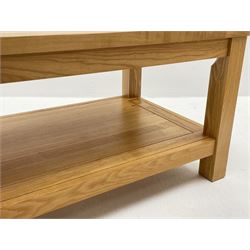 Light oak rectangular coffee table with undertier 