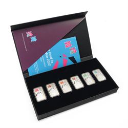 'The Road to London 2012' six commemorative one ounce fine silver proof ingots, cased with certificate