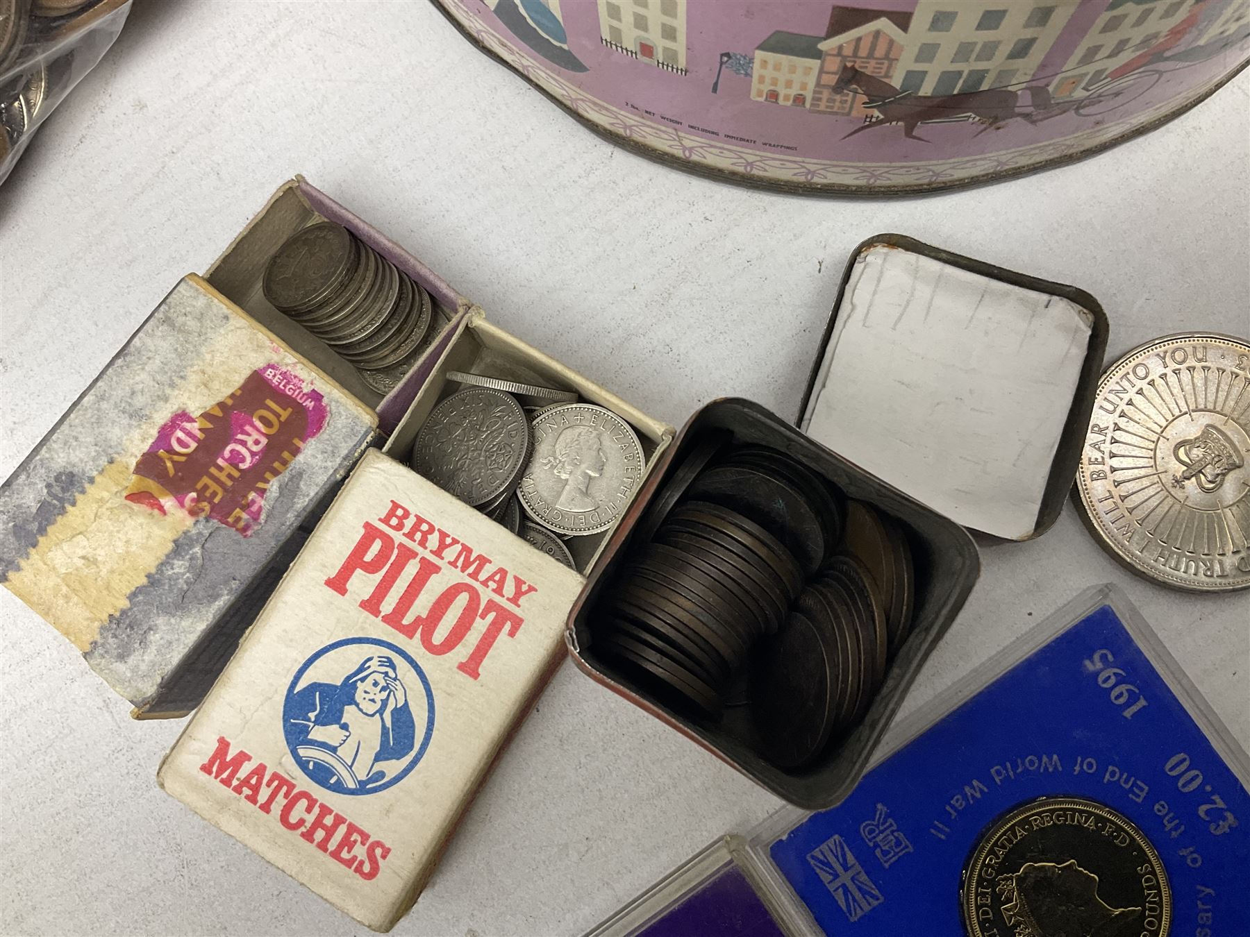 South Africa 1895 2 1/2 shillings, various Queen Elizabeth II five pound and two pound coins, pre euro coinage, pre decimal coinage etc
