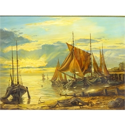  Sorting the Catch from the Boats and Ship in Distress off the Coast, two 20th century oil on boards signed by Frank Lonsdale max 67cm x 98cm (2)  