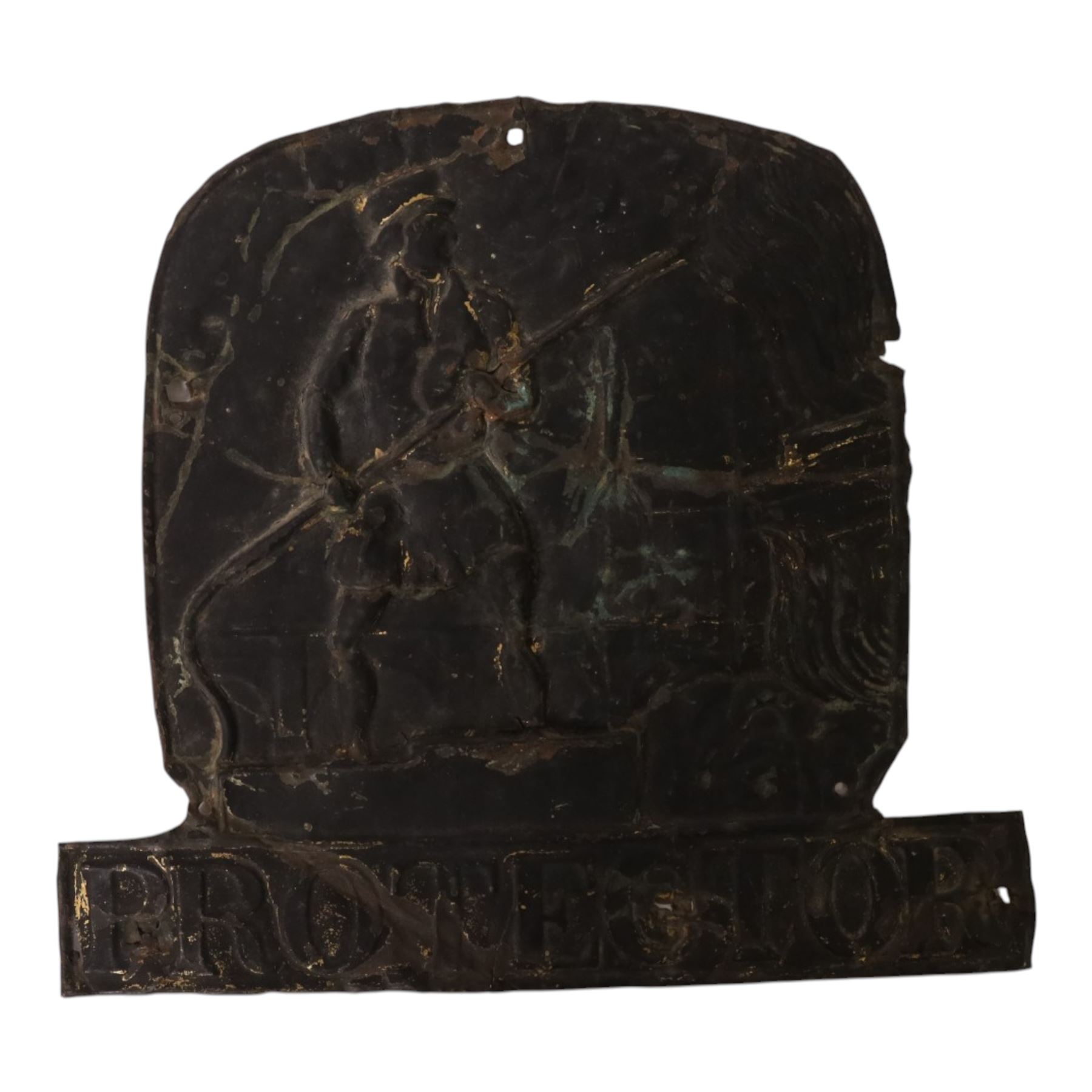 Eight 19th century tin fire insurance marks, comprising Phoenix Assurance Company Limited, Royal Insurance Company, Protector Fire Insurance Company, London Assurance Incorporated, County Fire Office, and District, Royal example H31cm