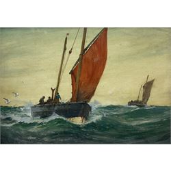 Ernest Dade (Staithes Group 1868-1934): Lowestoft Herring Boats followed by Gulls, gouache signed 43cm x 63cm 
Provenance: by direct descent through the artist's family, never previously been on the market.